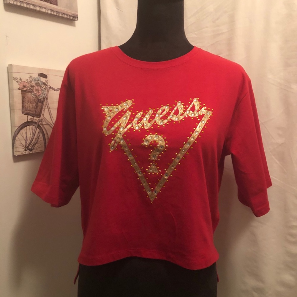 Ruby Red semi cropped  shirt